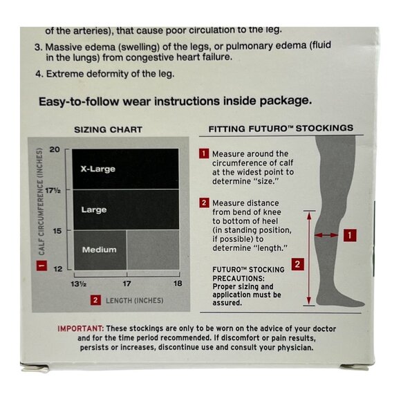 Futuro Unisex L Anti Embolism Knee Length Closed Toe Stockings White 71057 5 PK - Picture 4 of 4